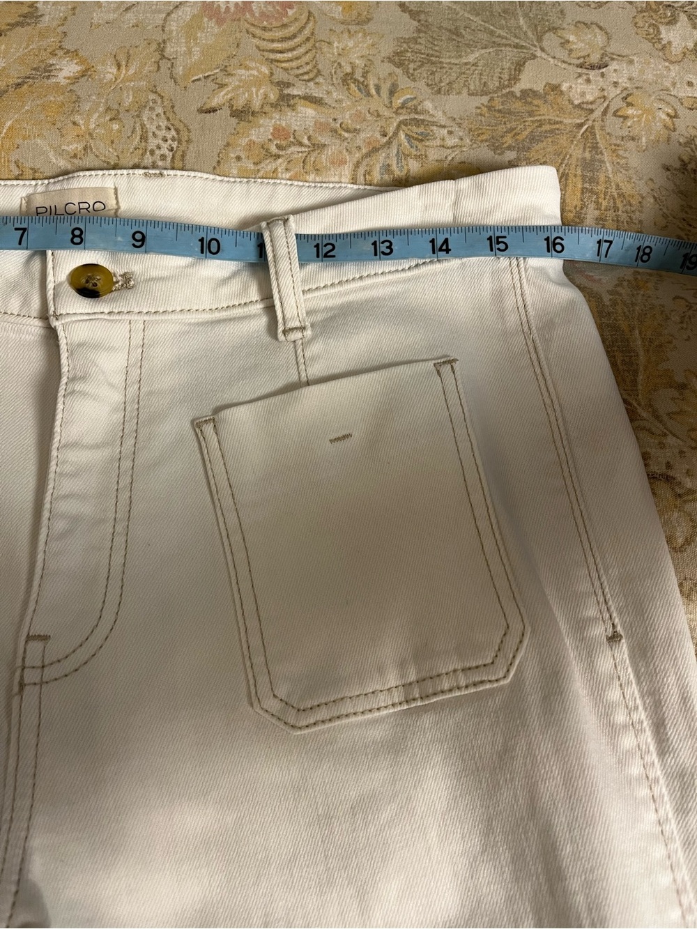 Anthropologie PILCRO Ivory Wide Leg Denim Pants with Patch Pockets.   Size 12 - Picture 5 of 8